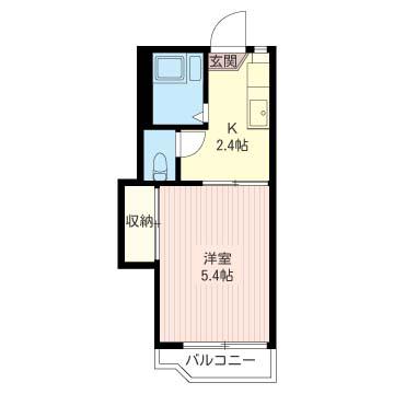 メゾン緑風(1K/2階)の間取り写真