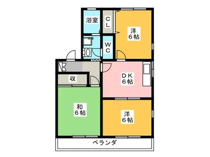 パティオ手越(3DK/2階)の間取り写真