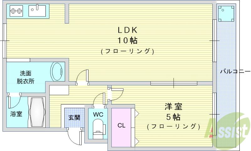 メゾンドリュウ桃園(1LDK/1階)の間取り写真