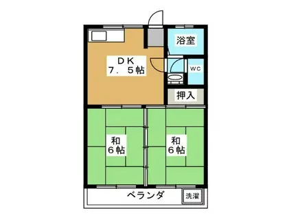 石原ハイツ(2DK/2階)の間取り写真