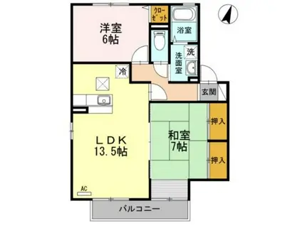 サン カルチェあいおい C(2LDK/1階)の間取り写真