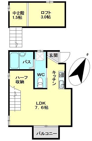 AI.ROOM(1K/2階)の間取り写真