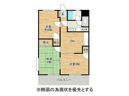 コーポ長池(2LDK/2階)の間取り写真