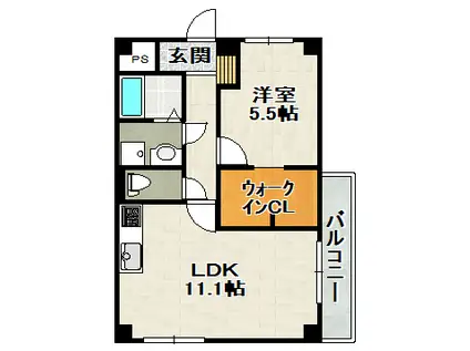 サンローゼ(1LDK/3階)の間取り写真