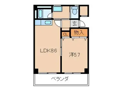 パル・ティール紀三井寺(1LDK/1階)の間取り写真