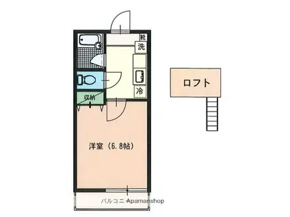 ファインフィールドI(1K/2階)の間取り写真