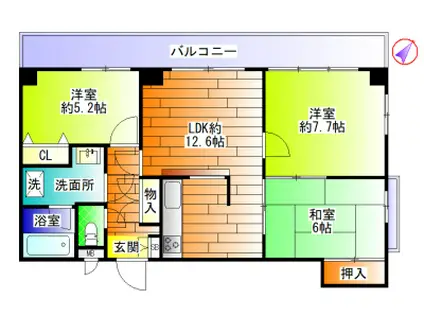 ヴィンテージコート明神(3LDK/2階)の間取り写真
