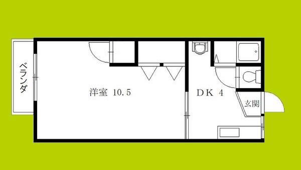 松本 ハイツ(1DK/2階)の間取り写真