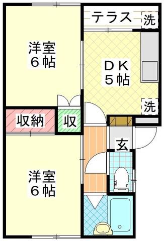 トラッドハウス(2DK/1階)の間取り写真
