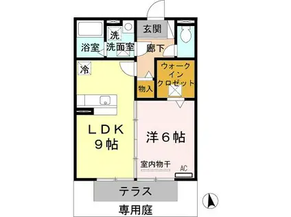 コンフォート(1LDK/1階)の間取り写真