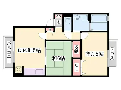 ラフィーネ98 B棟(2DK/2階)の間取り写真