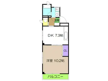 ポニーコーポラス(1DK/2階)の間取り写真