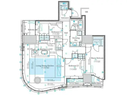 パークコート覚王山山門町(3LDK/2階)の間取り写真