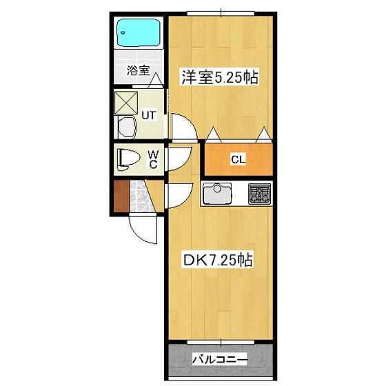 サンクレスト東三輪(1DK/2階)の間取り写真