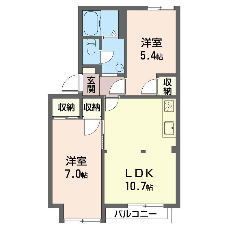 ボナール・ユキ(2LDK/2階)の間取り写真