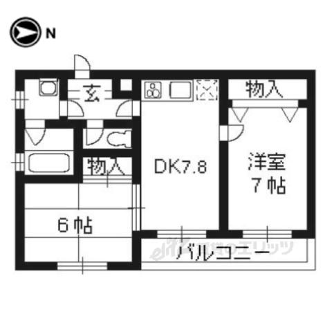 DAKOTA HOUSE(2DK/2階)の間取り写真