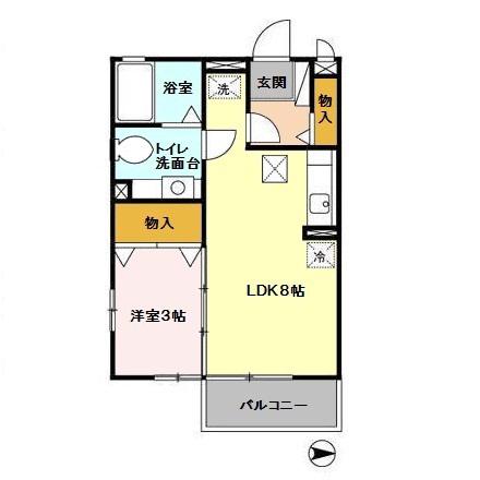 リビングタウン石川町B棟(1LDK/1階)の間取り写真