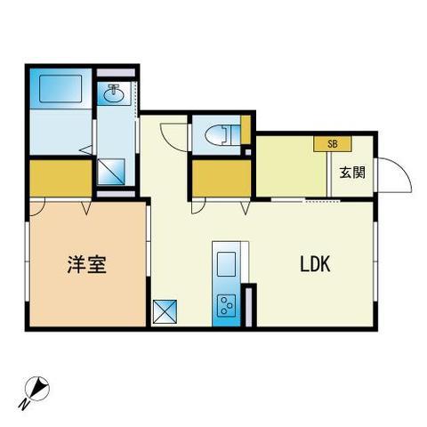 ハイム東比恵(1LDK/1階)の間取り写真