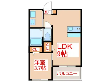 RADICA(1LDK/4階)の間取り写真