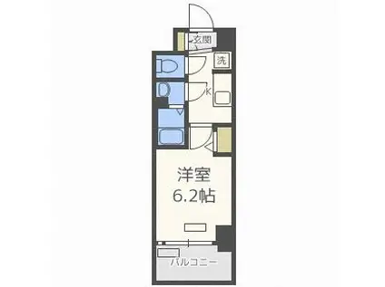 プレサンス神戸キュリオ(1K/3階)の間取り写真