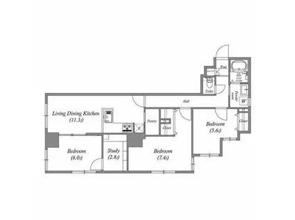 オーパスホームズ白山(3LDK/1階)の間取り写真