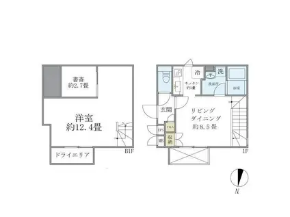 アレーロ新中野2(1SLDK/B1階)の間取り写真