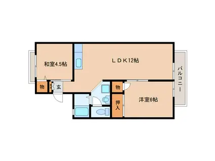 メゾンドール桜井A(2LDK/2階)の間取り写真