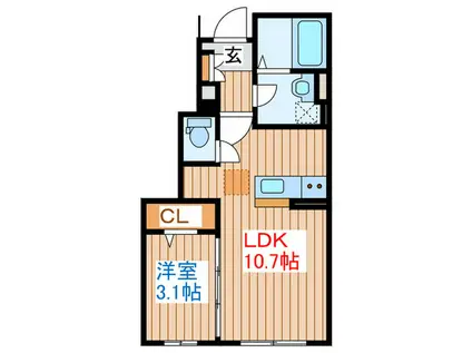 カーサ・フェリーチェ連坊(1LDK/1階)の間取り写真