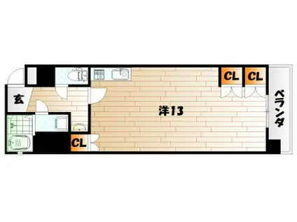 オリエンタル三萩野公園(ワンルーム/4階)の間取り写真