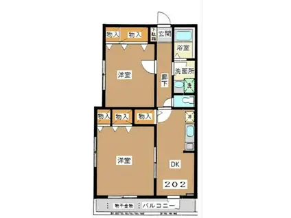 パルデンス石神井台(2DK/2階)の間取り写真