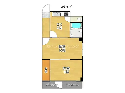 OLIVE御崎(2DK/3階)の間取り写真