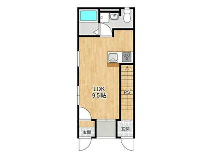 ミッションヒルズII(ワンルーム/1階)の間取り写真