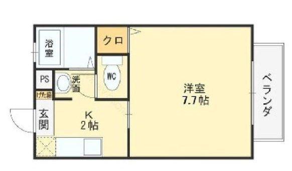 ヴィラ・ソレイユA棟(1K/2階)の間取り写真
