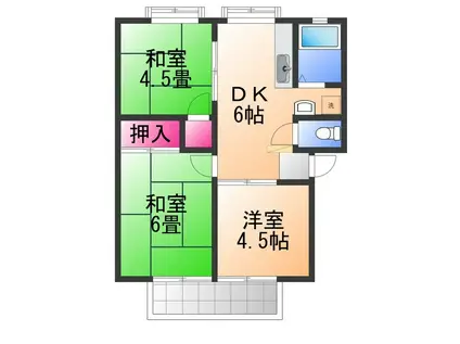 スカイハイツI(3DK/2階)の間取り写真