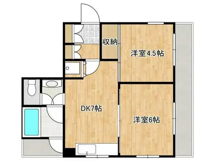ホワイトマンション(2DK/4階)の間取り写真