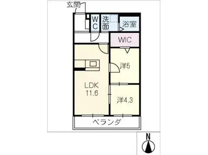 ラフォーレ西可児(2LDK/2階)の間取り写真
