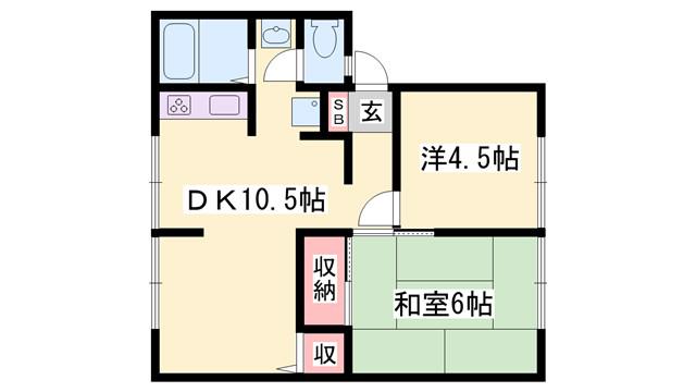 エクセル山崎(2DK/2階)の間取り写真