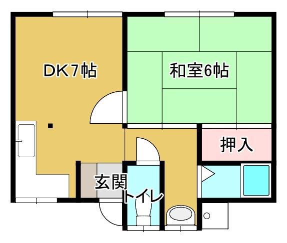 新在家ハウス(1DK/2階)の間取り写真