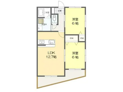 ツインクラスター(2LDK/2階)の間取り写真