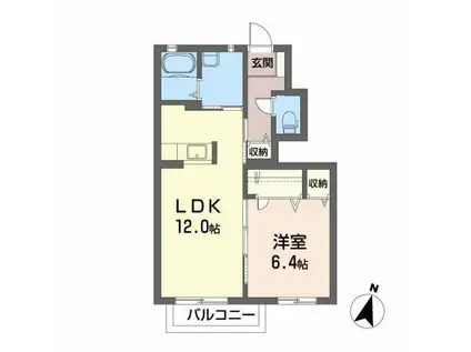 フロールII(1LDK/1階)の間取り写真