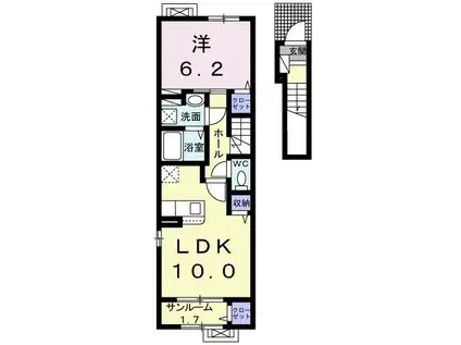 ラヴィソントゥ トレゾール(1LDK/2階)の間取り写真