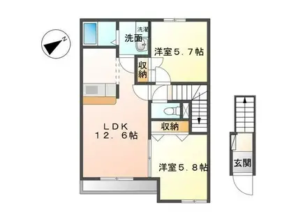 フィールドピアW(2LDK/2階)の間取り写真