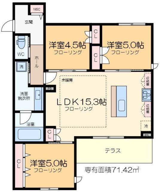 プランドール南流山(3LDK/1階)の間取り写真
