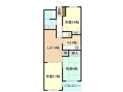 グランドヒルズ筑波学園都市壱番館(3LDK/3階)の間取り写真