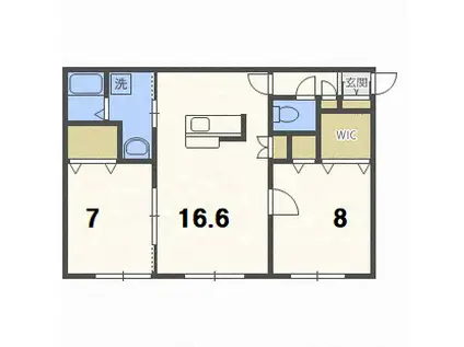CHOUCHOU北郷57(2LDK/3階)の間取り写真