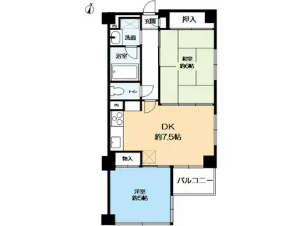 スプローネ御影(2DK/3階)の間取り写真