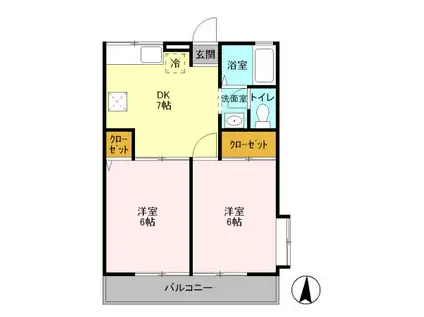 シティハイムソシア(2DK/1階)の間取り写真