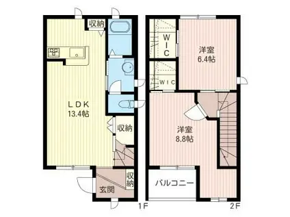 CASAフラゴリーナB(2LDK/1階)の間取り写真