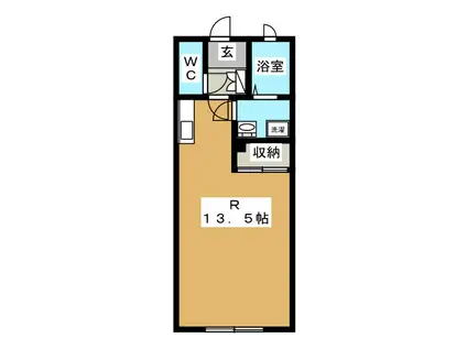 カーサベルメールC棟(ワンルーム/2階)の間取り写真