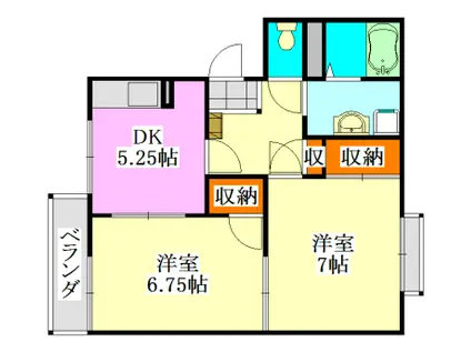 フレグランス津田沼A棟(2DK/1階)の間取り写真